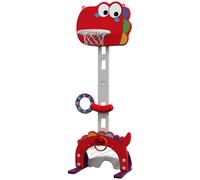 AIYAPLAY Canasta de Baloncesto para Niños Altura Ajustable con Fútbol Golf Lazo Juego de Lanzamiento de Pelota Rojo