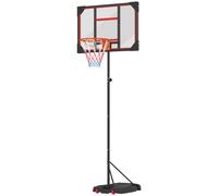 AIYAPLAY Canasta de Baloncesto para Niños, Canasta de Baloncesto Exterior para Niños, Ajustable en Altura de 210-260 cm, con Ruedas, a Partir de 6 Años, Rojo