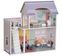 AIYAPLAY Casa de Muñecas con Muebles y Accesorios con Balcón 2 Pisos Juguete para Niños y Niñas a Partir de 3 Años Multicolor