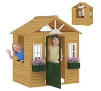 AIYAPLAY Casita Infantil Exterior e Interior de Madera 3-8 Años Marrón