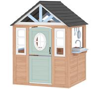 AIYAPLAY Casita Infantil Exterior e Interior de Madera con Puerta para Mascotas Cocina de Juguete Media Puerta Madera Natural
