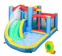 AIYAPLAY Castillo Hinchable 5 en 1 con Tobogán Piscinas y Canasta Incluye Inflador y Bolsa de Transporte 385x290x180cm Multicolor