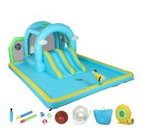 AIYAPLAY Castillo Hinchable Acuático 7 en 1 con Soplador 2 Toboganes Trampolín Piscina Canasta Columna de Boxeo 426x360x198 cm