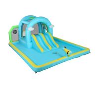 Aiyaplay castillo hinchable acuático 7 en 1 con soplador 450w, castillo hinchable para niños con 2 toboganes, trampolín, piscina, canasta, columna de boxeo, exterior/interior, 3-8 años, 426x360x198 cm