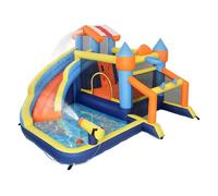 AIYAPLAY Castillo Hinchable Acuático 8 en 1 con Soplador 550W Castillo Hinchable Niños con Tobogán Zona de Salto Escalada Piscina Portería Canasta Lanzamiento de Aros Exterior Interior 350x325x210 cm