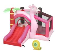 AIYAPLAY Castillo Hinchable Castillo Inflable con Soplador Tobogán Cama Elástica Piscina de Pelotas Canasta de Baloncesto Rosa Aosom España