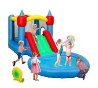 Aiyaplay castillo hinchable con soplador 4 en 1 castillo inflable para niños con tobogán foso de bolas canasta y bolsa de transporte para exterior interior 415x205x190 cm
