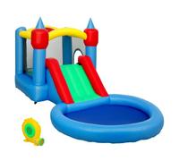 AIYAPLAY Castillo Hinchable con Soplador 4 en 1 Castillo Inflable para Niños con Tobogán Foso de Bolas Canasta y Bolsa de Transporte para Exterior Interior 415x205x190 cm