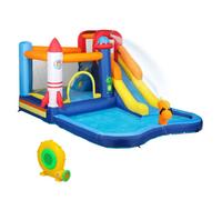 AIYAPLAY Castillo Hinchable con Soplador 5 en 1 Parque Acuático Hinchable para Niños con Tobogán Piscina de Chapoteo Escalada y Cañón de Agua para Exterior Interior 360x250x195 cm