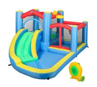 Aiyaplay castillo hinchable con soplador 5 en 1 parque acuático hinchable para niños con tobogán piscina diana y canasta para exterior interior 385x290x180 cm