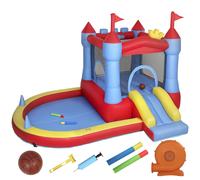 AIYAPLAY Castillo hinchable con soplador, área de juegos hinchable con toboganes, trampolín, piscina de bolas, multicolor