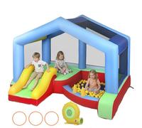 AIYAPLAY Castillo Hinchable para Niños con Soplador, Castillo Hinchable con Tobogán, Cama Elástica, Piscina de Pelotas, Juego de Aros, Toldo y Bolsa de Transporte, Interior y Exterior, 290x230x200 cm