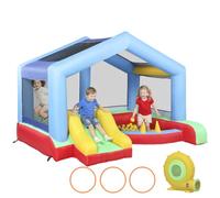 AIYAPLAY Castillo Hinchable para Niños con Soplador Tobogán 290x230x200cm | Cama Elástica, Piscina de Pelotas, Juego de Aros, Toldo, Bolsa de Transporte, Interior y Exterior