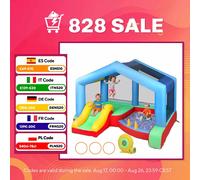 AIYAPLAY Castillo Hinchable para Niños con Soplador Tobogán 290x230x200cm | Cama Elástica, Piscina de Pelotas, Juego de Aros, Toldo, Bolsa de Transporte, Interior y Exterior