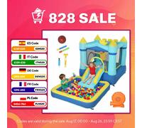 AIYAPLAY Castillo Hinchable para Niños con Soplador Tobogán Cama Elástica Piscina y Aro de Baloncesto para Niños 3-8 Años Azul Azul