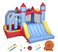 AIYAPLAY Castillo Hinchable para Niños con Soplador Tobogán Trampolín Piscina Pilar de Boxeo y Aro de Baloncesto 277x270x215 cm
