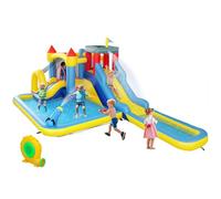 AIYAPLAY Castillo Inflable 6 en 1 Toboganes, Trampolín, Pared de Escalada, Cañón, Cesta de Baloncesto, Exterior e Interior, Hasta 4 Niños 3-8 Años