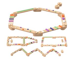 AIYAPLAY Circuito de Vigas de Equilibrio de Madera para Niños de +3 Años para Entrenamiento de Equilibrio Multicolor