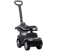 AIYAPLAY Coche Correpasillos 2 en 1 para Niños de 18-36 Meses Land Rover Discovery, Correpasillos con Espacio de Almacenaje, Bocina, Volante, Mango de Empuje y Barandilla Extraíbles, Negro