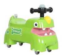 AIYAPLAY Coche de Paseo para Niños, Deslizador de Pie a Suelo en Forma de Dinosaurio con Almacenaje Bajo el Asiento, Andador para Bebés con Luz, Música y Sonidos para 18-36 Meses, Verde