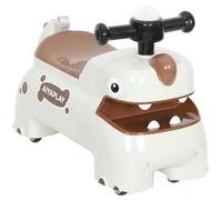 AIYAPLAY Coche de Paseo para Niños, Deslizador de Pie a Suelo en Forma de Dinosaurio con Almacenaje Bajo el Asiento, Andador para Bebés con Luz, Música y Sonidos para 18-36 Meses, Blanco Crema