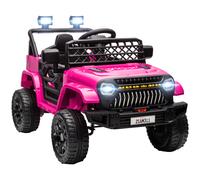 AIYAPLAY Coche Eléctrico Infantil Coche Eléctrico para Niños con Batería USB Faros Bocina 12V Rosa 95x62,5x65 cm Aosom España