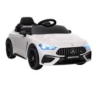 AIYAPLAY Coche eléctrico infantil, diseño Mercedes, motores 12V, control remoto, luces LED, música, para niños de 3-6 años, Blanco Aosom España