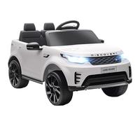 AIYAPLAY - Coche eléctrico infantil Land Rover Discovery con licencia oficial, 12 V, mando a distancia 2,4 G, 2 motores, vehículo con arranque progresivo, puerto USB, música, faros LED, bocina, blanco