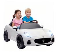 AIYAPLAY Coche Eléctrico Infantil Maserati 12V, 2 Plazas, Mando Parental, Luces LED y MP3, Blanco