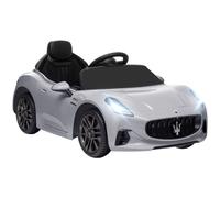 AIYAPLAY Coche Eléctrico Infantil Maserati Gran Turismo Folgore con Batería 12V Mando a Distancia Faros Bocina Música MP3 Gris
