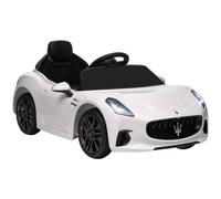 AIYAPLAY Coche Eléctrico Infantil Maserati Gran Turismo Folgore con Batería 12V Mando a Distancia Faros Bocina Música MP3 Blanco