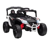 AIYAPLAY Coche Eléctrico Infantil UTV para Niños 12V con 2 Motores Control Remoto 2,4G Suspensión Trasera Faros Música Blanco Aosom España