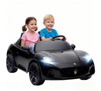 AIYAPLAY Coche Eléctrico Maserati para Niños, 2 Plazas, 12V, Control Parental, LED y Música, Negro