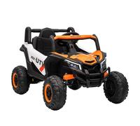 AIYAPLAY Coche Eléctrico para Niños 12V, Coche de Batería UTV con 2 Motores, Control Remoto 2,4G, Velocidad hasta 7 km/h, Sistema de Suspensión, Faros, USB, para Niños de +3 Años, Naranja