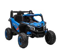 AIYAPLAY Coche Eléctrico para Niños 12V, Coche de Batería UTV con 2 Motores, Control Remoto 2,4G, Velocidad hasta 7 km/h, Sistema de Suspensión, Faros, USB, para Niños de +3 Años, Azul