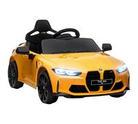 AIYAPLAY Coche eléctrico para niños 12V Coche para niños con Mando a Distancia 2.4G, suspensión, Coche eléctrico con MP3, USB, luz LED, claxon, 3-5 km/h, para niños de 3-5 años, Amarillo
