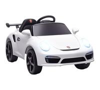 AIYAPLAY Coche Eléctrico para Niños con Licencia RUF CTR 3 Clubsport, Coche de Batería 12V, con Mando a Distancia 2,4 G, Motor Doble, Música Inalámbrica, Bocina, Ruedas Auxiliares y Faros LED, Blanco