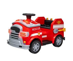 AIYAPLAY Coche Eléctrico para Niños de +3 Años Carro Eléctrico Infantil Camión de Bomberos para Niños con Batería 12V Sirena Claxon Faros Música y Equipos de Bombero Rojo