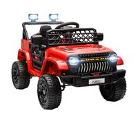 AIYAPLAY Coche Eléctrico para Niños de +3 Años Coche Eléctrico Infantil de Batería 12V con Mando a Distancia Velocidad Ajustable USB Faros Bocina Rojo