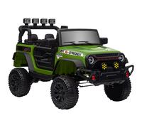 AIYAPLAY Coche Eléctrico para Niños de +3 Años con Batería 12V Mando a Distancia Faros LED Bocina Música Verde