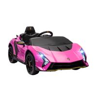 AIYAPLAY Coche Eléctrico para Niños de +3 Años Lamborghini Autentica 2 Motores Potentes Coche Eléctrico con Batería 12V Velocidad 3-5 km/h Mando a Distancia 2,4G Faros Bocina Arranque Suave y MP3 Rosa