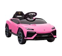 Aiyaplay coche eléctrico para niños de +3 años, lamborghini, coche de batería 12v, con mando a distancia 2,4 g, motor doble, ruedas con suspensión, faros, música, usb, rosa 101.5 cm