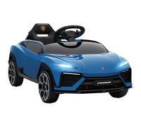 AIYAPLAY Coche Eléctrico para Niños de +3 Años, Lamborghini, Coche de Batería 12V, con Mando a Distancia 2,4 G, Motor Doble, Ruedas con Suspensión, Faros, Música, USB, Azul