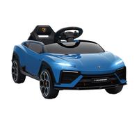 AIYAPLAY Coche Eléctrico para Niños de +3 Años, Lamborghini, Coche de Batería 12V, con Mando a Distancia 2,4 G, Motor Doble, Ruedas con Suspensión, Faros, Música, USB, Azul
