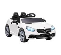 AIYAPLAY Coche Eléctrico para Niños de +3 Años, Mercedes SLC 300, Coche Eléctrico 12V, con Mando a Distancia 2,4 G, Ruedas Traseras con Suspensión, Faros LED, Música, USB, Motor Doble, Blanco