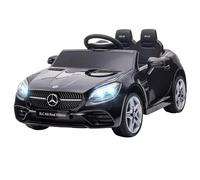 AIYAPLAY Coche Eléctrico para Niños de +3 Años, Mercedes SLC 300, Coche Eléctrico 12V, con Mando a Distancia 2,4 G, Ruedas Traseras con Suspensión, Faros LED, Música, USB, Motor Doble, Negro