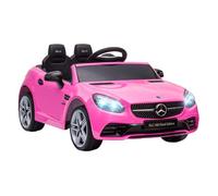 AIYAPLAY Coche Eléctrico para Niños de +3 Años, Mercedes SLC 300, Coche Eléctrico 12V, con Mando a Distancia 2,4 G, Ruedas Traseras con Suspensión, Faros LED, Música, USB, Motor Doble, Rosa