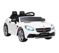 AIYAPLAY Coche Eléctrico para Niños de +3 Años, Mercedes SLC 300, Coche Eléctrico 12V, con Mando a Distancia 2,4 G, Ruedas Traseras con Suspensión, Faros LED, Música, USB, Motor Doble, Blanco