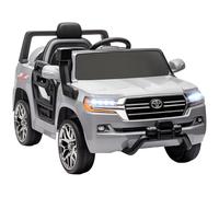 AIYAPLAY Coche Eléctrico para Niños de +3 Años Toyota Land Cruiser Coche Eléctrico con Batería 12V Mando a Distancia Faros Bocina Arranque Suave y Música MP3 Gris