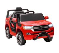 AIYAPLAY Coche Eléctrico para Niños de +3 Años Toyota Land Cruiser Coche Eléctrico con Batería 12V Mando a Distancia Faros Bocina Arranque Suave y Música MP3 Rojo